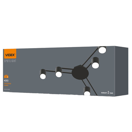 Lampa Sufitowa Żyrandol 6x GX53 LED Czarna Nowoczesna Videx