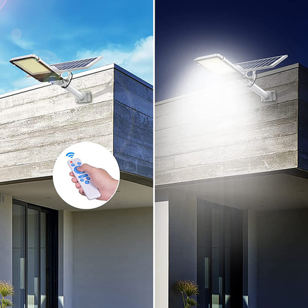 Lampa Solarna Uliczna LED 800W 80000lm 6500K Zimna Czujnik Zmierzchu MOCNA Latarnia Ogrodowa z Regulowanym Panelem + Uchwyt i Pilot