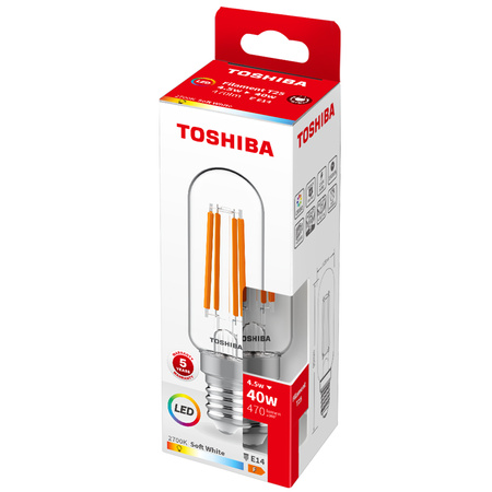 Żarówka LED E14 T25 4,5W = 40W 470lm 2700K Ciepła Filament TOSHIBA