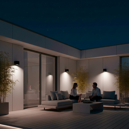 Kinkiet Ogrodowy Elewacyjny Lampa Zewnętrzna GU10 ALLIUM Czarna Kwadrat LUMILED