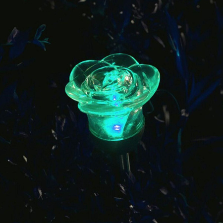 Lampa Ogrodowa LED Solarna RÓŻA Wbijana Zimna Biała + RGB IP44