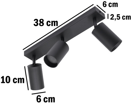 Kinkiet sufitowy 3x GU10 SPOT Lampa LED QUALIS III Czarny