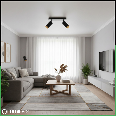 Lampa Sufitowa Reflektor LED 2x GU10 Tuba Spot ELIGIS Czarny LUMILED