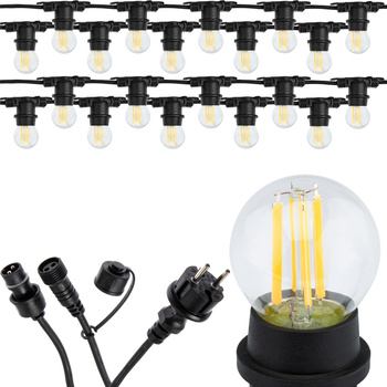 Girlanda Ogrodowa Zewnętrzna Łańcuch Świetlny 20m 20xE27 LED 7W 4000K Lumiled