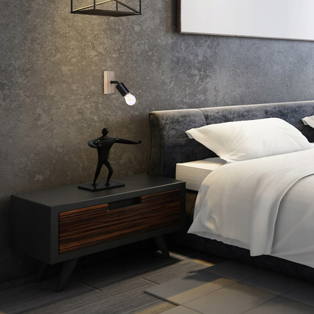 Lampa Ścienna Reflektor Kinkiet Spot E27 Ruchomy Czarny Brązowy Eos Masterled