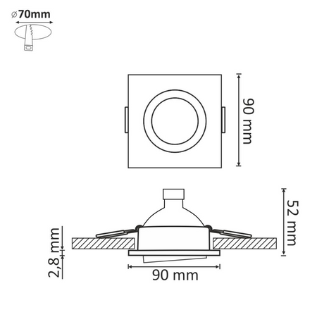 Zestaw 3x Oprawa halogenowa ruchoma GOLDLUX (Polux) kwadratowa czarna + żarówka LED GU10 3,5W