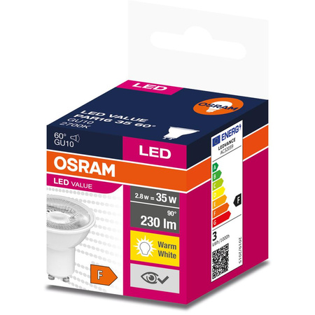 Żarówka LED PAR16 Reflektor GU10 2.8W = 35W 230lm 2700K Ciepła 60° VALUE Osram