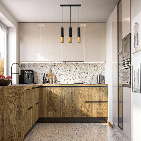 Lampa Wisząca Sufitowa KEON 3xGU10 Regulowana Czarno-Złota MASTERLED