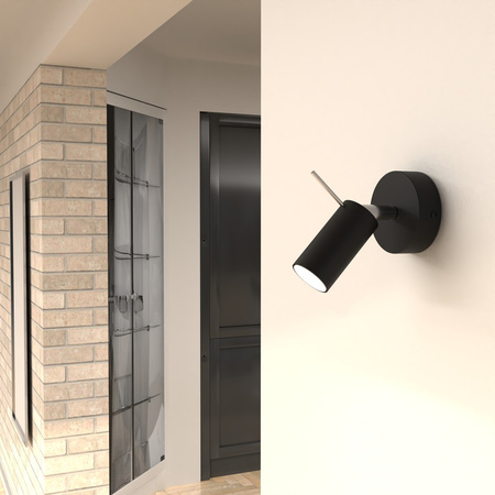 Lampa Ścienna Kinkiet PRESTON Czarna Chrom 1x mini GU10 Milagro