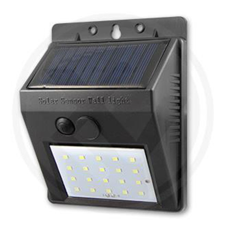 Naświetlacz Solarny LED 3W 5500-6000K Zimna IP65 Czarny Czujnik Zmierzchu