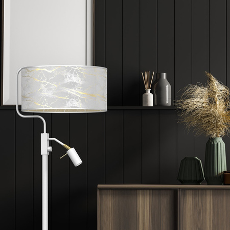 Lampa Podłogowa Stojąca SENSO Biała Złota 1xE27 + 1x mini GU10 Milagro