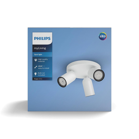 Lampa Sufitowa Reflektor Natynkowy 3x GU10 Biała Pongee Philips