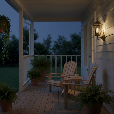 Kinkiet Ogrodowy Elewacyjny Zewnętrzny E27 LATARNIA do GÓRY Patyna BELLIS LUMILED