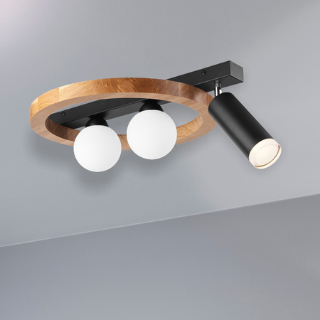 Lampa Sufitowa OTIS 2xG9 + E27 Czarna Drewniana LM - 3.214 / A Lamkur