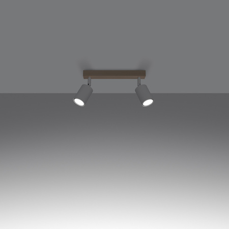 Lampa Sufitowa Oprawa Natynkowa SPOT TUBA Reflektor 2x GU10 Punktowa Ruchoma Tubularna Drewno Biała Nowoczesna Verdo Sollux