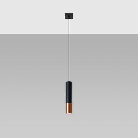 Lampa Sufitowa Oprawa Natynkowa SPOT TUBA GU10 Wisząca Zwis Tubularna Czarna Miedź Nowoczesna Loopez Sollux