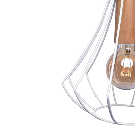 Lampa sufitowa żyrandol WILL 1x E27 LOFT Biała Metal + drewno Milagro