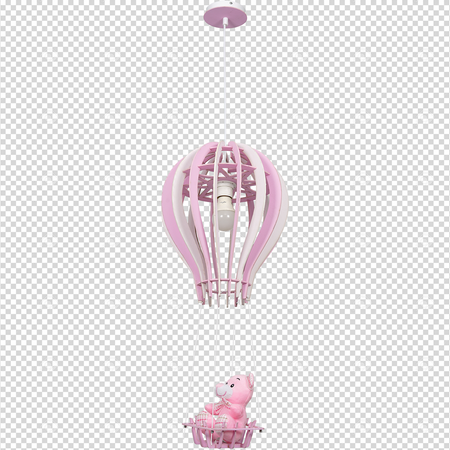 Lampa wisząca BALONIK 1xE27 60W Dziecięca Balonik Miś Różowa MLP6426 Milagro Metal + Drewno