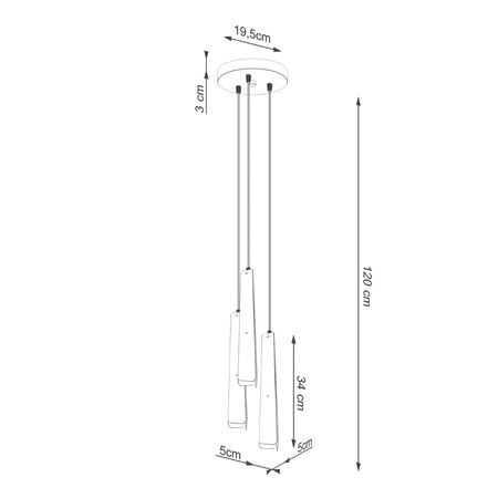 Lampa Sufitowa Wisząca Zwis 3x G9 Żyrandol Tubularna Biała Skandynawska Prysm Sollux