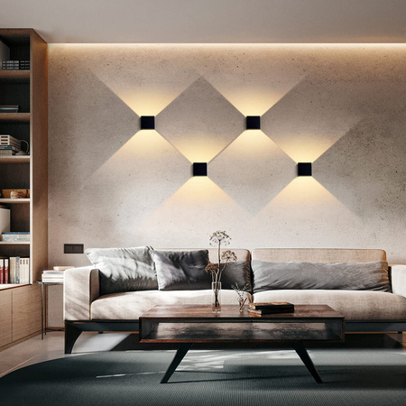 Kinkiet Ogrodowy Elewacyjny LED 2x4W 3000K Regulowany góra dół Czarny RIKO KOBI