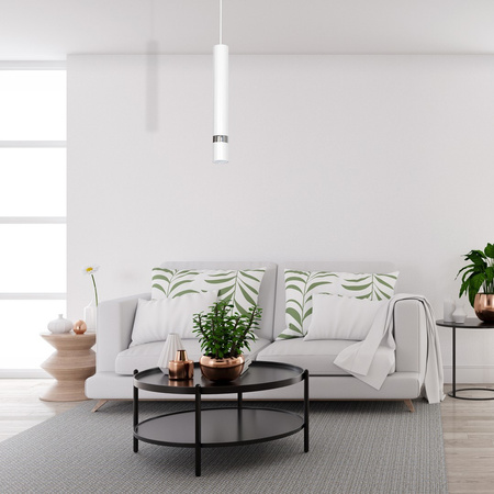 Lampa Wisząca Sufitowa JOKER Biała Chrom 1xGU10 Milagro