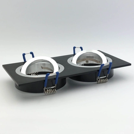 Oprawa Podtynkowa GU10 Halogenowa Wpuszczana Spot Oczko Czarna Podwójna Kobi