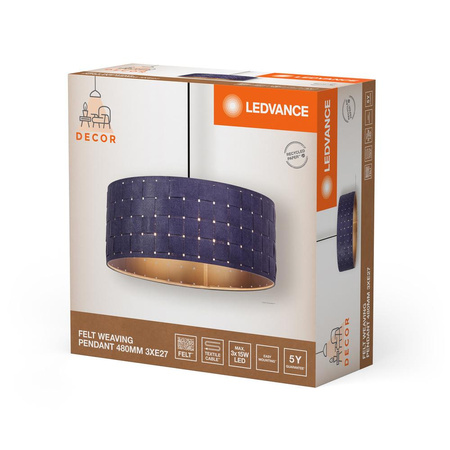 Lampa Sufitowa Wisząca Dekoracyjna E27 Zwis Szary Decor Ledvance