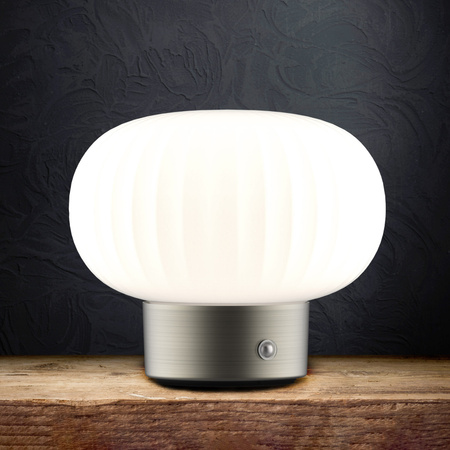 Lampa Stołowa LED 1.8W 150lm 2700K Ciepła Biała Srebrna Ściemnialna Latte Sanico Goldlux