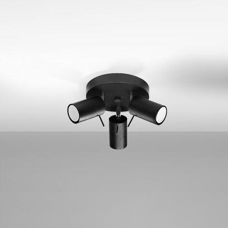 Lampa Sufitowa Oprawa Natynkowa SPOT TUBA Reflektor 3x GU10 Ruchoma Tubularna Czarna Nowoczesna Ring Sollux