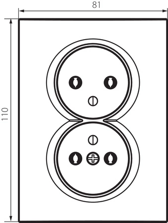 Gniazdo Sieciowe Zasilające Podwójne 16A Uziemienie Prostokątne Srebrne LOGI Kanlux