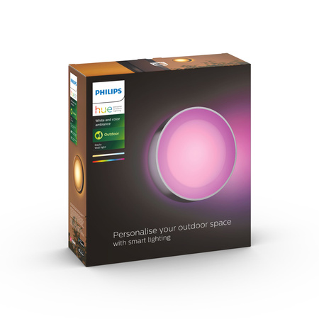 Kinkiet Ogrodowy LED Lampa Zewnętrzna Elewacyjna 15.2W 1060lm IP44 White and Color Ambiance RGB + TW Srebrna Inteligentna SMART Zigbee Bluetooth Daylo Philips HUE