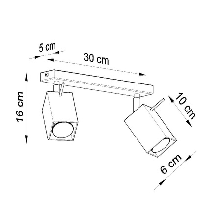 Lampa Sufitowa Oprawa Natynkowa 2x GU10 SPOT TUBA Reflektor Ruchoma Minimalistyczna Kwadratowa Szara Nowoczesna Merida Sollux