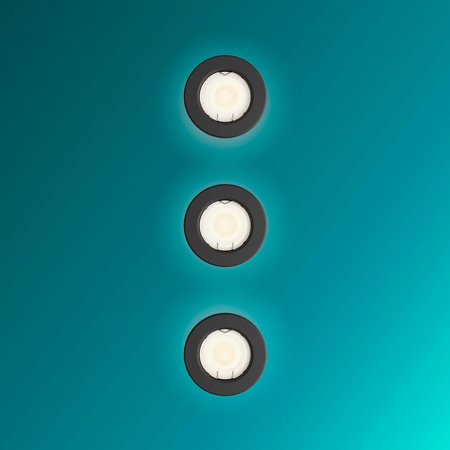 3x Oprawa Podtynkowa Wpuszczana LED GU10 Stała Aluminiowa Okrągła Czarna Peridot Philips