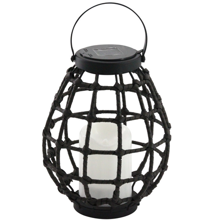 Lampa Solarna LED lampion Ogrodowa Wisząca Latarenka 23cm IP44 czarna metal
