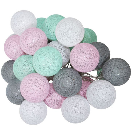 COTTON BALLS Kule świecące LED Girlanda świetlna 230V Pastelowe Lampki 30x LED MILAGRO EKD8978