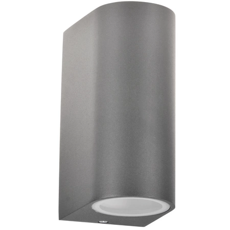 Kinkiet ogrodowy zewnętrzny góra dół na LED 2x GU10 BOSTON GOLDLUX (Polux) ALUMINIUM SZARY owalny