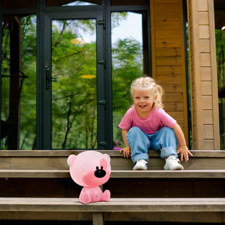 Lampka Stołowa Dekoracyjna 2.5W 59lm Różowa Ściemnialna Miś Sanico Goldlux