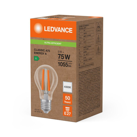 Żarówka LED E27 A60 5W = 75W 1055lm 4000K Neutralna 320° Ledvance