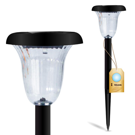 Lampa Solarna Ogrodowa LED Wbijana Zimna Czarna 41cm