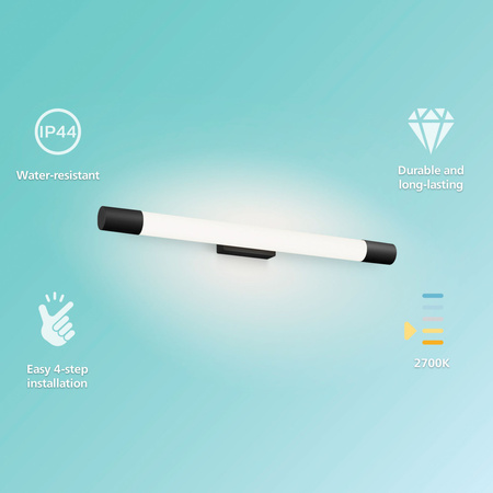 Lampa nad Lustro LED 10W 1500lm 2700K 60cm IP44 Czarna Rover Philips