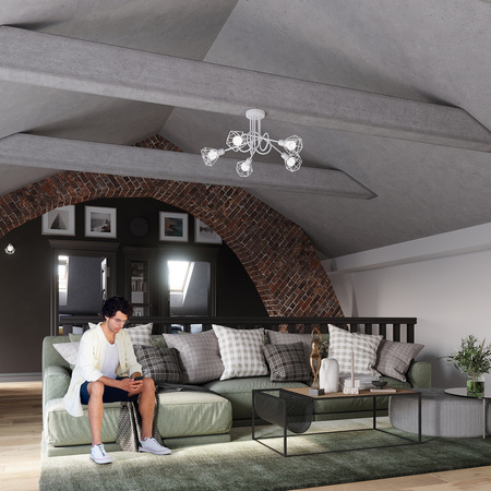 Lampa Sufitowa Listwa Oświetleniowa 2x E14 Żyrandol Geometryczna Biała Nowoczesna Artemis Sollux