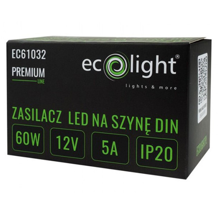 Zasilacz Na Szynę Led DIN Premium Line 12V 60W Ecolight