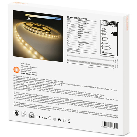 Taśma LED Pasek 24V 27W 300LED Ciepła IP65 5m Ledvance