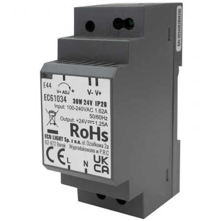 Zasilacz Na Szynę Led DIN Premium Line 30W 24V Ecolight