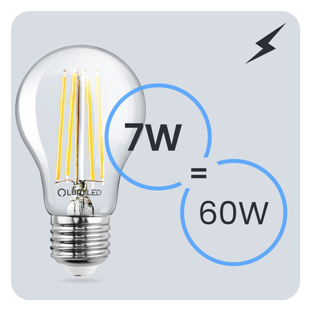 Żarówka LED E27 A60 7W = 60W 810lm 3000K Ciepła 360° FILAMENT LUMILED