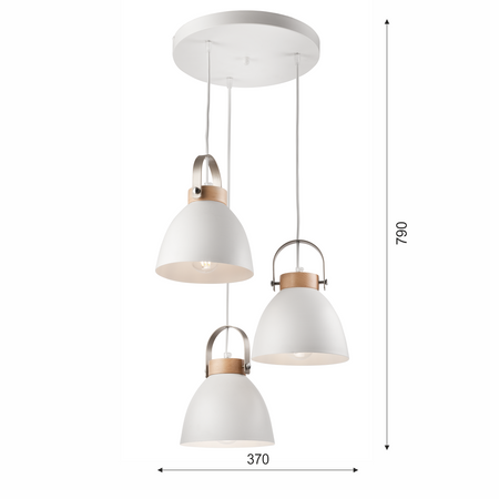Lampa Wisząca Sufitowa DANIELLE 3xE27 Biała Brązowa LM-3.80 Lamkur
