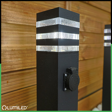 Lampa Ogrodowa Słupek Zewnętrzny Stojący E27 LED z Gniazdem TAXUS 2 80cm LUMILED