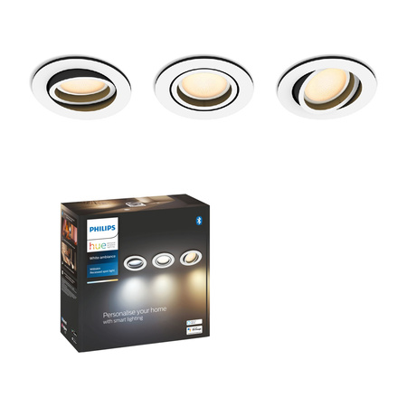 Oprawa Podtynkowa Wpuszczana LED Milliskin 3x 5W CCT Okrągła Ruchoma Biała PHILIPS HUE Bluetooth