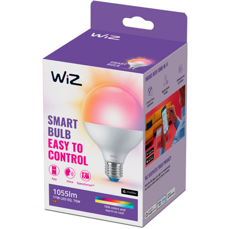 Żarówka LED E27 Kula G95 11W = 75W 1055lm 2200-6500K RGB + TW Inteligentna SMART WiFi Bluetooth Aplikacja WiZ