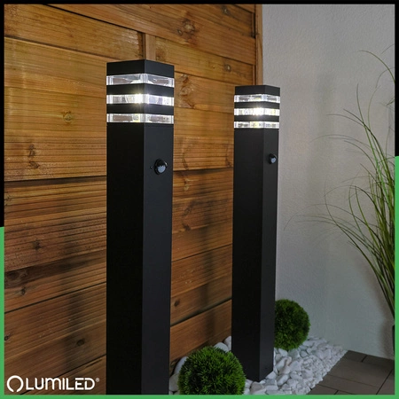 Lampa Ogrodowa Słupek Zewnętrzny Stojący E27 LED Czujnik Ruchu TAXUS 2 80cm LUMILED